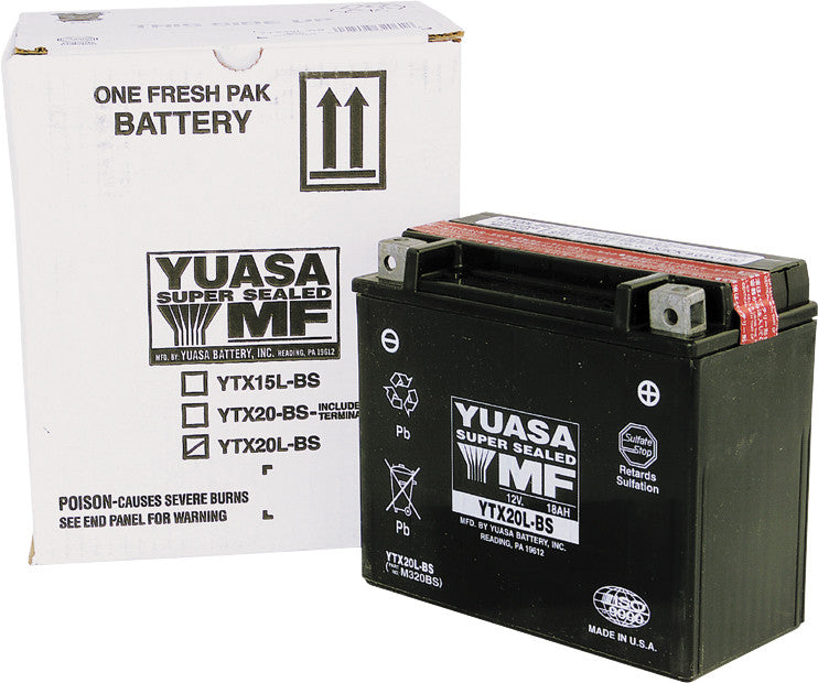 Yuasa Battery YTX20L-BS Maintenance Free - YUAM320BS For Harley Motorcycles 1991-2017 | Can-Am Outlander / Renegade / Commander 2007-2013