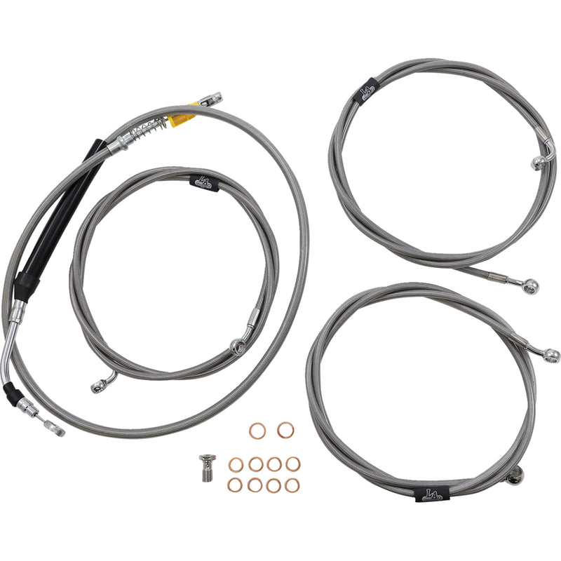 LA Choppers Standard Stainless Braided Handlebar Cable Brake Line Kit 12"-14" Ape Hangers - LA-8056KT-13 For Harley Touring 2021-2022