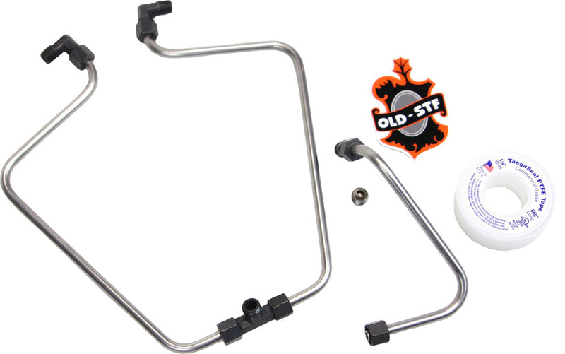 Old Stf Stainless Black Rocker BOX Split OIL Line - STFS66BK For Harley Motorcycles 1970-1984
