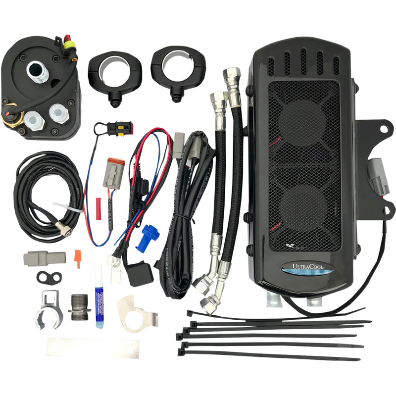 Ultracool Side Mount Oil Cooler With Fan Kit Gloss Black FXR Touring - SMT-1G For Harley Motorcycles 1984-2008