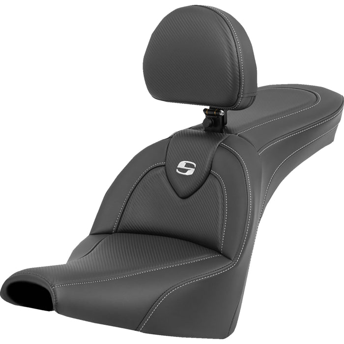 SADDLEMEN 0802-1562 818-30-185BR Roadsofa™ Carbon Fiber Seat - with Backrest - FXBB/FXST '18-'23