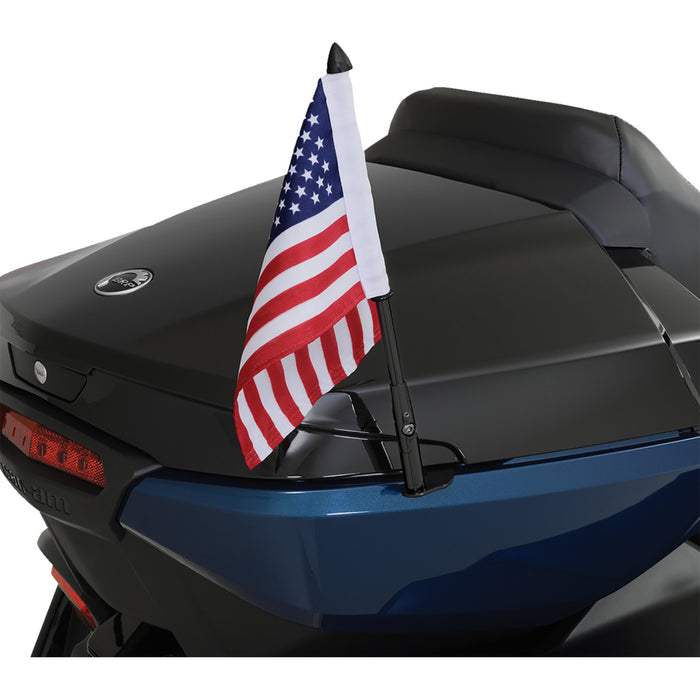 SHOW CHROME 0521-2064 41-203RBK Flag Pole For Can-Am RT with US Flag Folding Flag Pole - Right - Black - Can-Am RT/F3