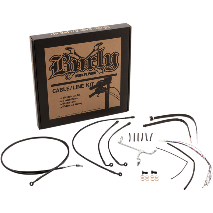 BURLY BRAND 0610-2072 B30-1168 Complete Stainless Braided Handlebar Cable/Brake Line Kit - 16" Ape Hanger Handlebars