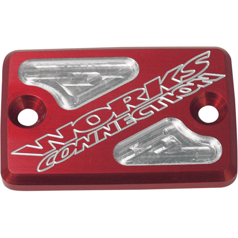 WORKS CONNECTION 0617-0062 21-205 Billet Front Brake Reservoir Covers for ATV Reservoir Cover - Brake - Red