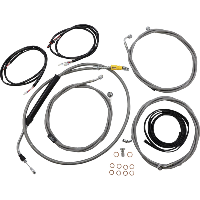 LA Choppers Complete Plug-And-Play Cable Kit 18" 20" Handlebars ABS Stainless - LA-8056KT3-19 For Harley Touring 2021-2022