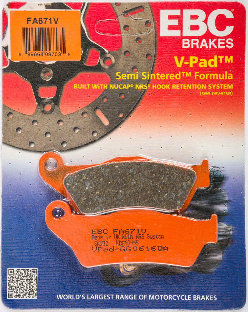 EBC Brake Pads Semi-Sintered V Series - FA671V BMW 1200 2005-2008