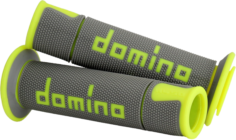 Domino Racing 58-2292 A45041C5052B7-0 A450 ROAD RACING GRIPS GREY/FLO YELLOW PAIR
