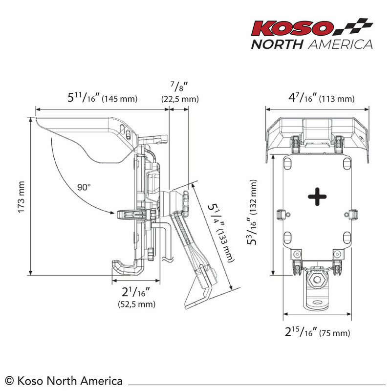 Koso North America 27-5972 QR005000 ARMOR CHARGER PHONE MOUNT W/VISOR BLACK