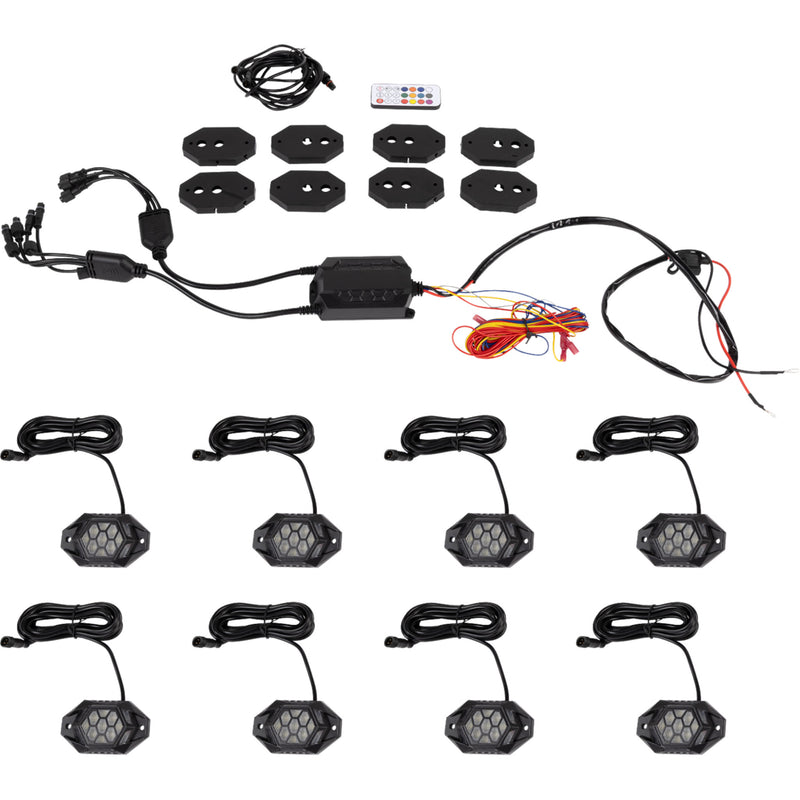 MOOSE OFFROAD 2040-3428 100-3615-PU Rock Lights Rock Light Kit - RGB - 8 Pods
