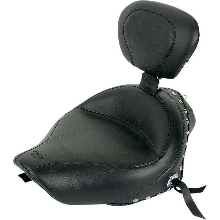 MUSTANG 0804-0310 79439 Wide Solo Seat with Removable Backrest - Black - Studded W/Concho - XL '04-'20