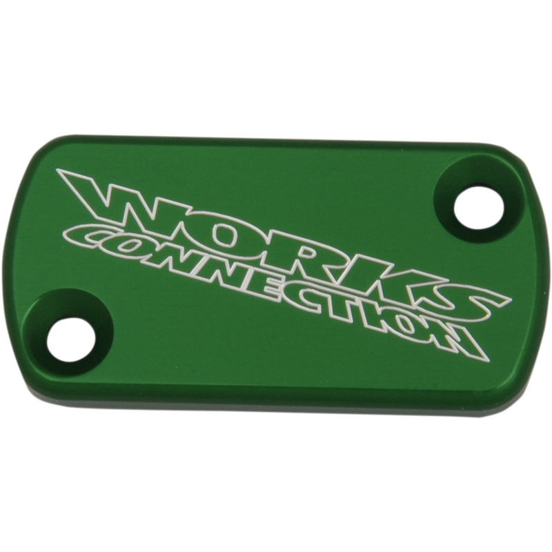 WORKS CONNECTION 1731-0665 21-110 Anodized Billet Aluminum Front Brake Reservoir Covers Brake Cover - Billet - Green