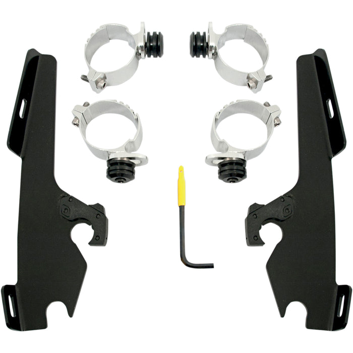 MEMPHIS SHADES 2320-0084 MEB8977 Fats/Slim Windshield Trigger-Lock Complete Mount Kit - Fats/Slim Trigger Lock Mounting Kit - Black
