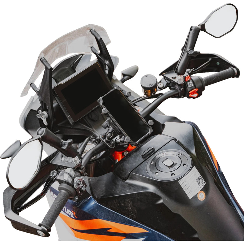 RAM MOUNTS 0640-1719 RAM-B-349-M1015-C-46 Tough-Mirror™ Kit with M10-1.25 Bases/M10-1.5 Adapters - Long Arm Tough-Mirror™ - Side View - Oval - Black - Left/Right - Long Arm
