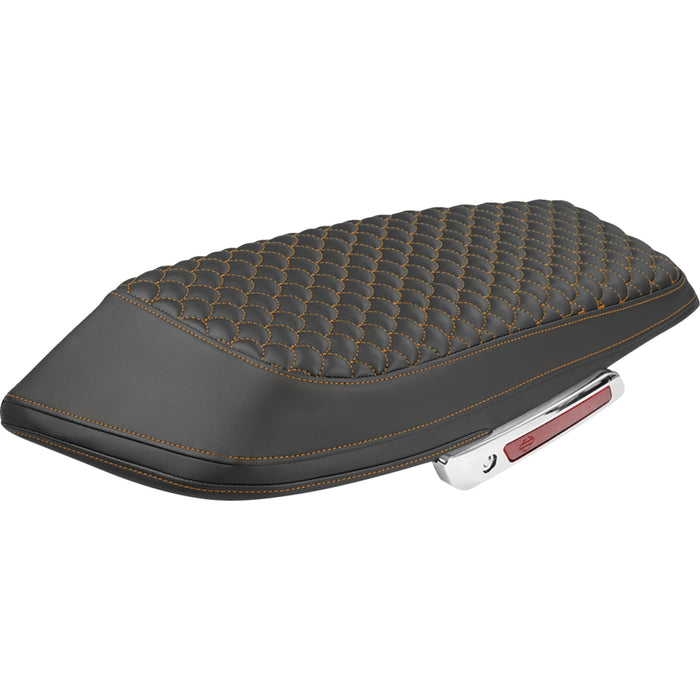 SADDLEMEN 3501-2355 L870-23-20903 Dragon Scale Saddlebag Lid Covers Saddlebag Lid Covers - Dragon Scale - Orange Stitch - FLH/FLT '23-'25