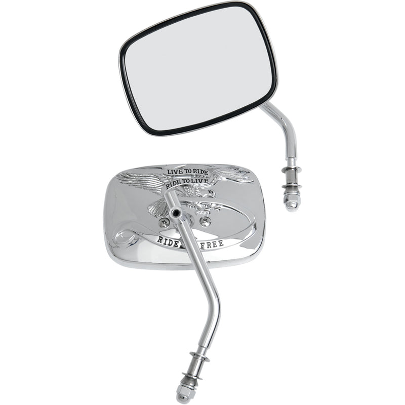DRAG SPECIALTIES Live To Ride Custom Mirrors — Rectangle - Pair