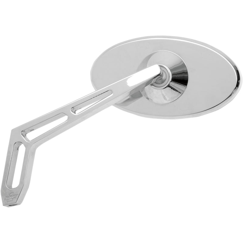 PRO-ONE PERF.MFG. 1901-0008 102310 Billet Aluminum Mirror Mirror - Weekend Warrior - Side View - Cut-Out - Oval - Chrome - Left