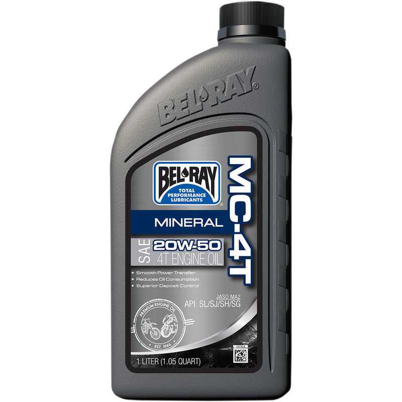 BEL-RAY 3601-0639 99405-BT1LA MC-4T Mineral 4T Engine Oil MC-4T Mineral Oil - 20W-50 - 1L