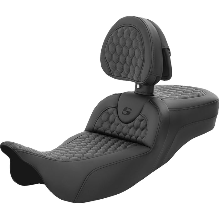 SADDLEMEN 0801-1558 808-07B-190BR Honeycomb Roadsofa™ -  with Backrest - Extended Reach - FL '08-'23