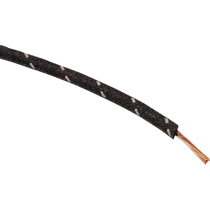 NAMZ 2120-1259 NCBW-09 Fabric-Braided Hook-Up Wire 25' Cloth-Braided Wire Spool - 16 Gauge - Black/White