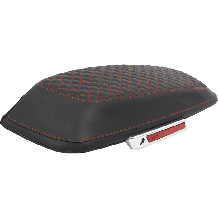 SADDLEMEN 3501-2330 L870-14-20904 Dragon Scale Saddlebag Lid Covers Saddlebag Lid Covers - Dragon Scale - Red Stitch - FLH/FLT '14-'25