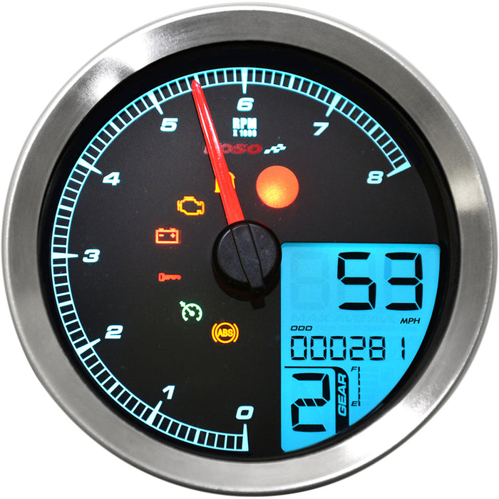 KOSO NORTH AMERICA 2211-0171 BA051221 HD-04 Speedometer/Tachometer Multi-Function Speedometer/Tachometer - HD-04 - Chrome