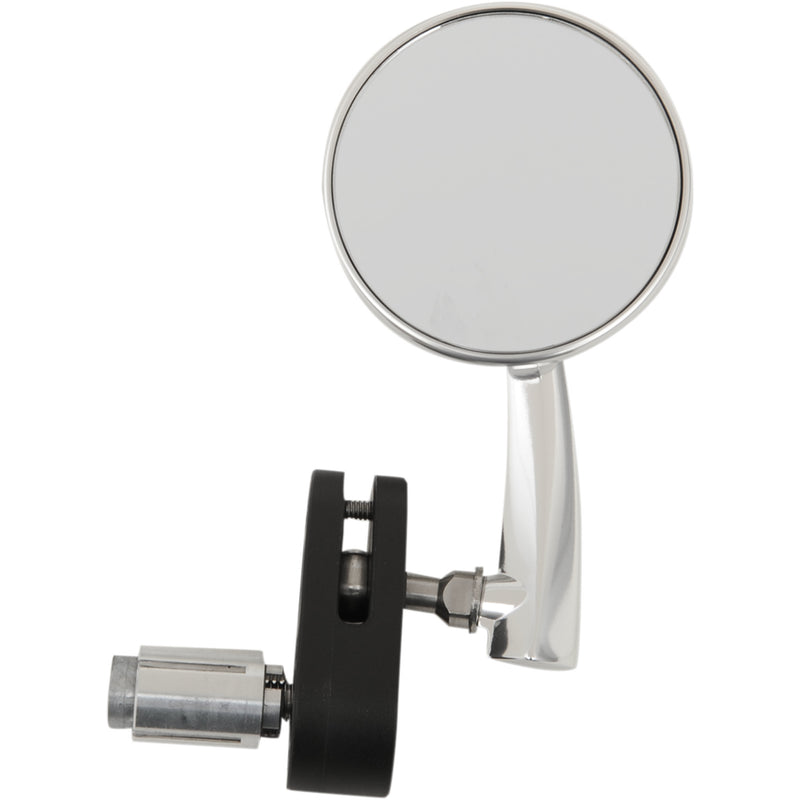 EMGO 0640-1027 20-34043 Aluminum 2.5" Bar End Mirror Mirror - Side View - Round - Polished - Right