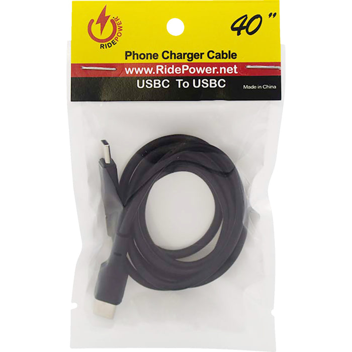 RIDEPOWER 3807-0713 RPUSBCUSBC40 40" Male USB-C to Male USB-C Phone Charging Cable Male USB-C to Male USB-C Cable - Phone - Charger - 40" - Black