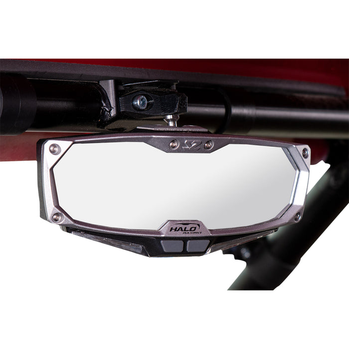SEIZMIK 0640-1454 56-18001 Halo R Rear View Mirror with Cast Aluminum Bezel/LED Cabin Light - Pro XP Mirror - Halo R - Rear View w/LED Cabin Light - Rectangle - Black w/Silver Bezel