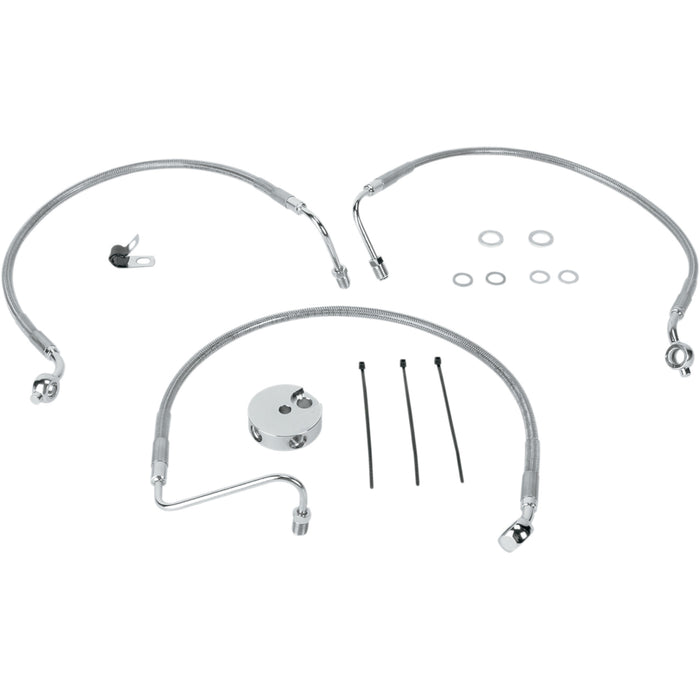 DRAG SPECIALTIES 1741-0870 Stainless Steel Brake Line Kit Brake Line - Front (Lower/Upper) - Stainless Steel