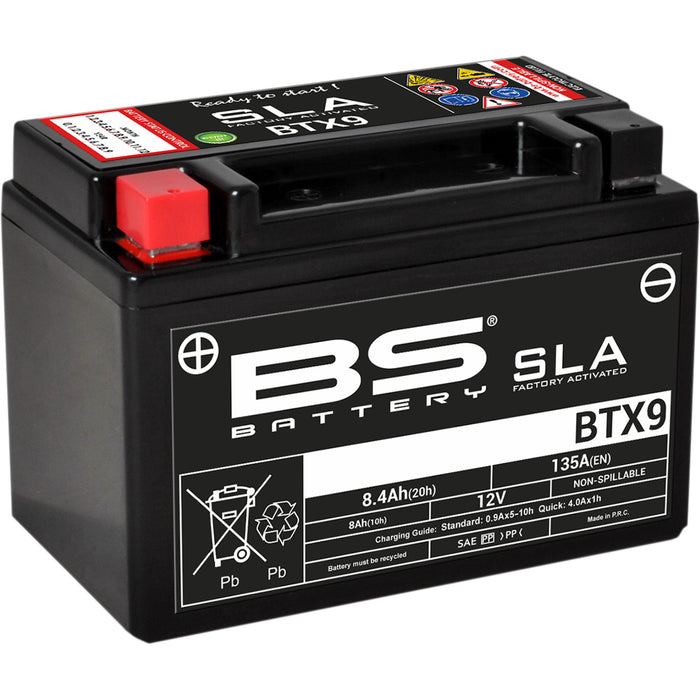BS BATTERY 2113-0630 300674 SLA Factory- Activated AGM Maintenance-Free Battery Battery - BTX9 (YTX)