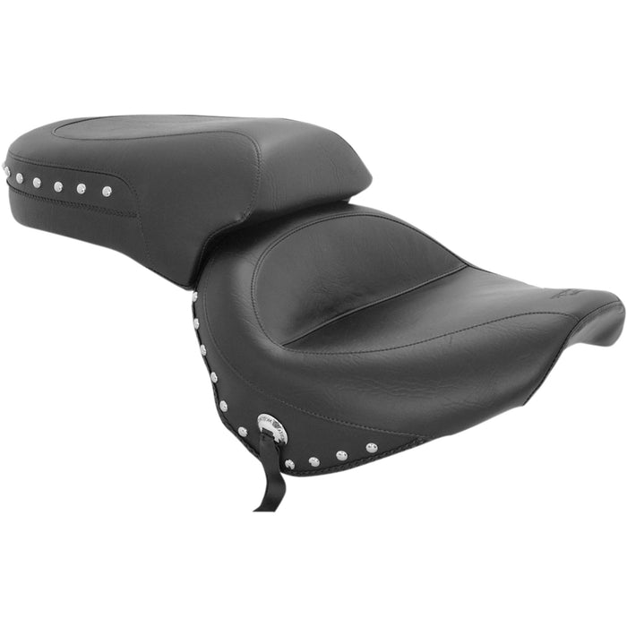 MUSTANG DS900744 75266 Wide Touring Seat Seat - Wide - Touring - Without Backrest - Two-Piece - Chrome Studded - Black w/Conchos - XV650