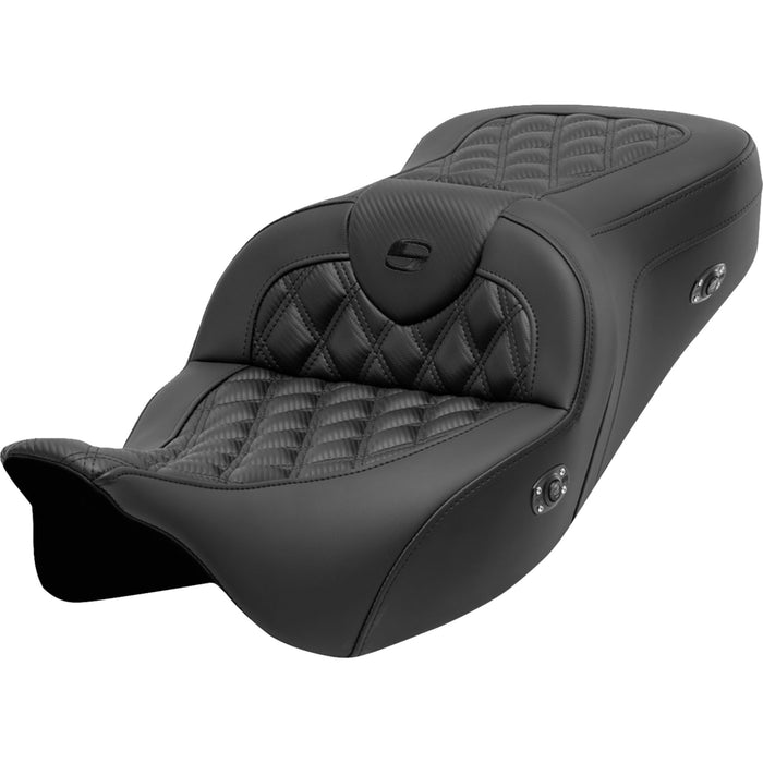 SADDLEMEN 0801-1693 808-07CF-182HCT Roadsofa™ Seat - without Backrest - Lattice Stitch - Carbon Fiber - FL '08-'23