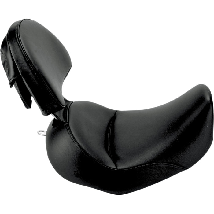 SADDLEMEN 0802-0599 806-15-0041 Heels Down Solo Seat - With Backrest - Plain - Black - FLSTC