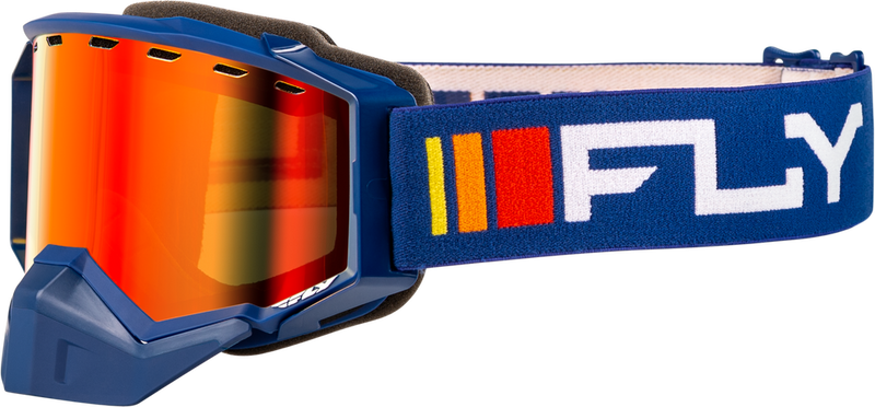 Fly Racing 37-50275 FLB-24Z3 ZONE SNOW GOGGLE NAVY/WHITE W/ RED MIRROR/AMBER LENS