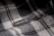 Highway 21 label on the black and grey Marksman Flannel