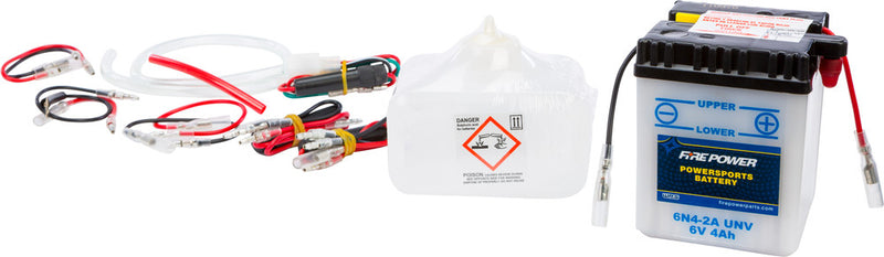 Fire Power Battery W Acid 6N4-2A UNV 6V - 6N4-2A/UNV For Suzuki Motorcycles 1979-1991 | Kawasaki Motorcycles 1971-1978 | Honda Motorcycles 1978-1986