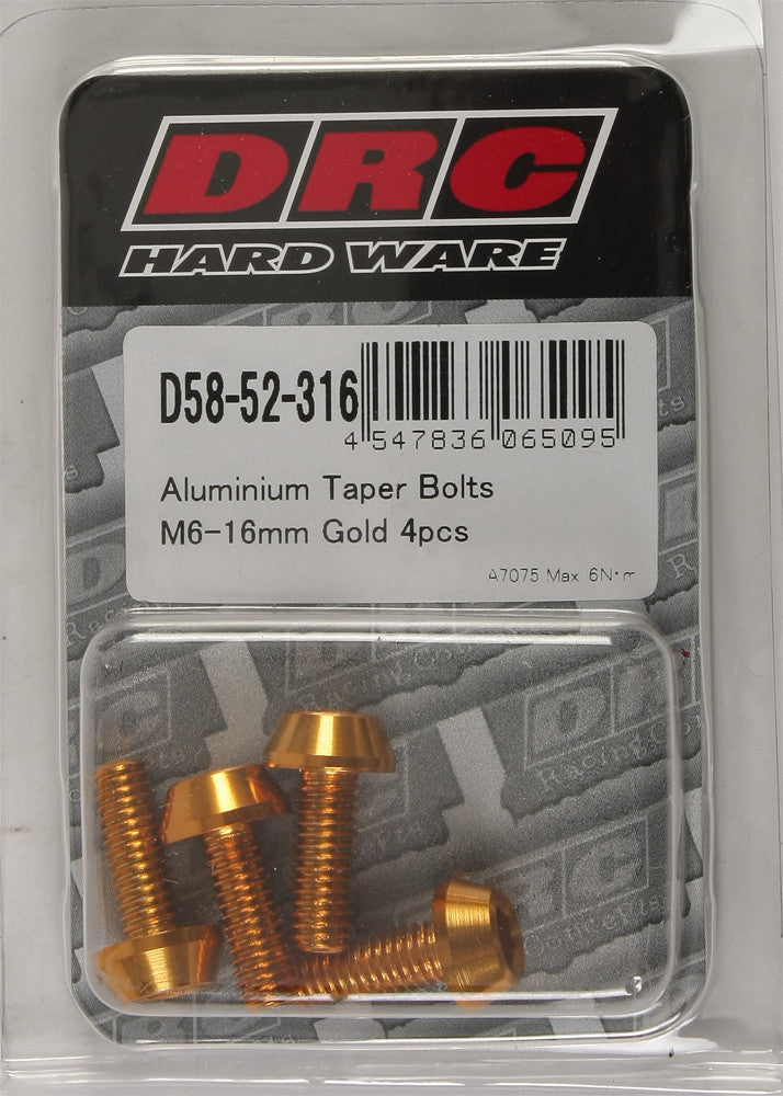 Drc 634-8416G D58-52-316 ALUMINUM TAPER BOLTS GOLD M6X16MM 4/PK