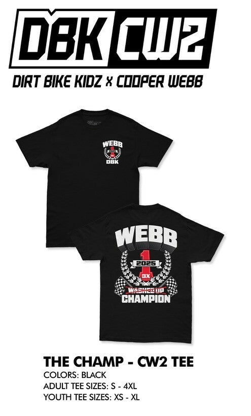Dbk 325-00077YM YTCW-CHAMP-M THE CHAMP CW2 YOUTH TEE BLACK YM