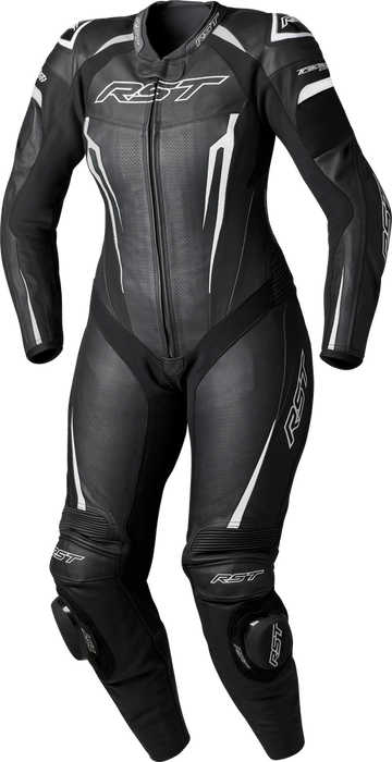 Rst 556-3706012 103643WHI-12 WOMENS TRACTECH EVO D3O SUIT BLACK/WHITE LEATHER MD