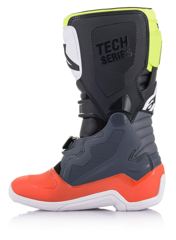Alpinestars 482-261504 2015017-9058-4 TECH 7S BOOTS DARK GREY/ RED FLUO/YELLOW FLUO SZ 04