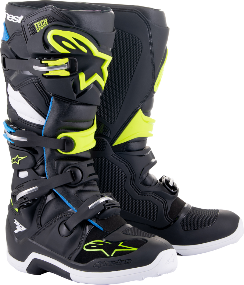 Alpinestars 482-23212 2012014-1795-12 TECH 7 BOOTS BLK/ENAMEL BLU/FLUO YEL SZ 12