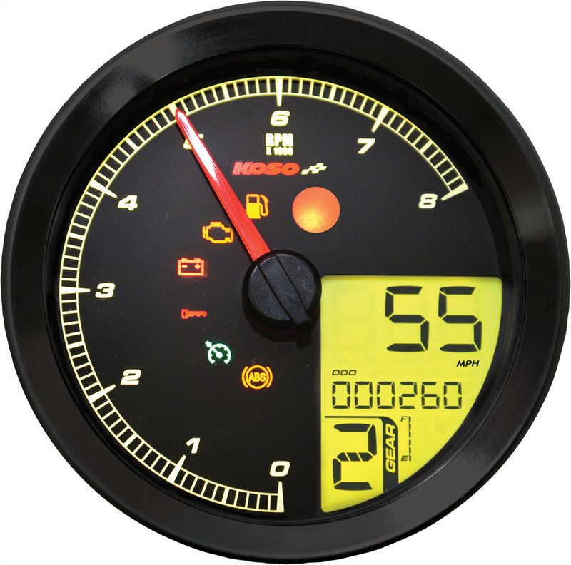 Koso North America Speedo Tach Black Bezel LCD Color Change Display - BA051231 For Harley Dyna 2011-2022