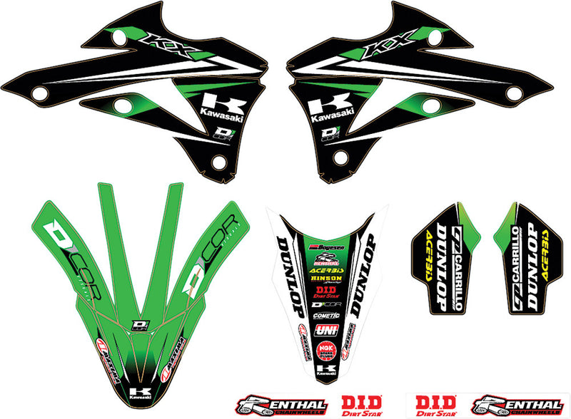 D'cor Visuals D-Cor 2014 Monster Energy Kawasaki Team Green Graphics Trim Kit - 10-20-514 Kawasaki KX 100 / KX 85 2001-2013