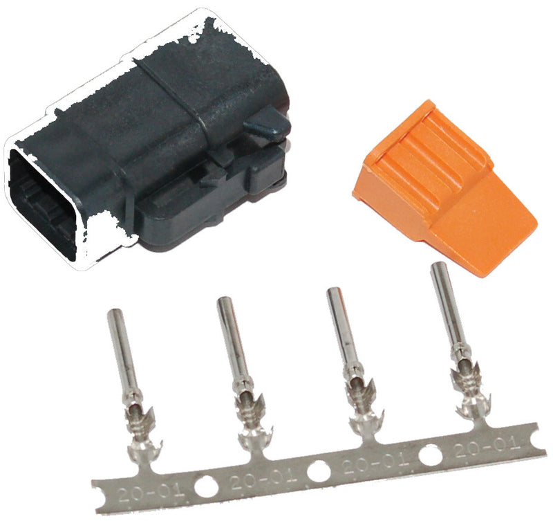 Namz Custom Cycle 850-08048 MDP-4B DEUTSCH DTM 4-PIN BLACK PLUG W/4 TRMNLS/WDGLCK HD74114-98BK