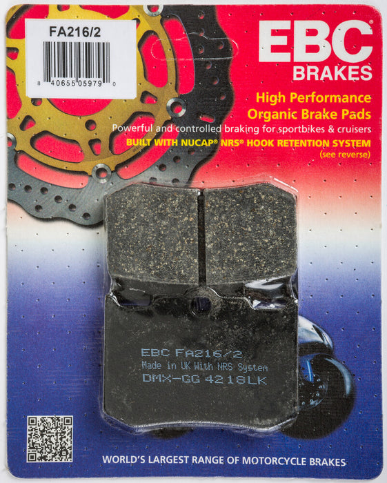 Ebc 15-216/2 FA216/2 BRAKE PADS FA216/2 AFTERMARKET CALIPER BRAKE PAD
