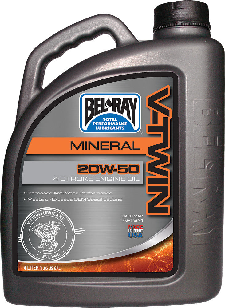 Bel-ray 840-14824 96905-BT4 V-TWIN MINERAL ENGINE OIL 20W50 4L
