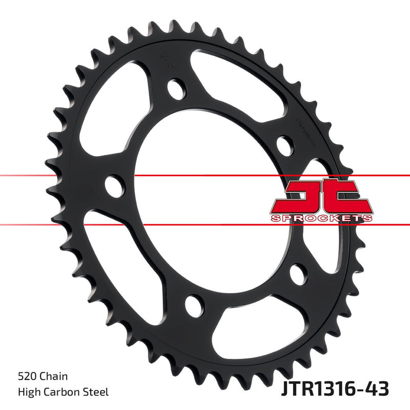 JT Sprockets Rear Sprocket Steel 43T-520 - JTR1316.43 Honda Motorcycles 2013-2019