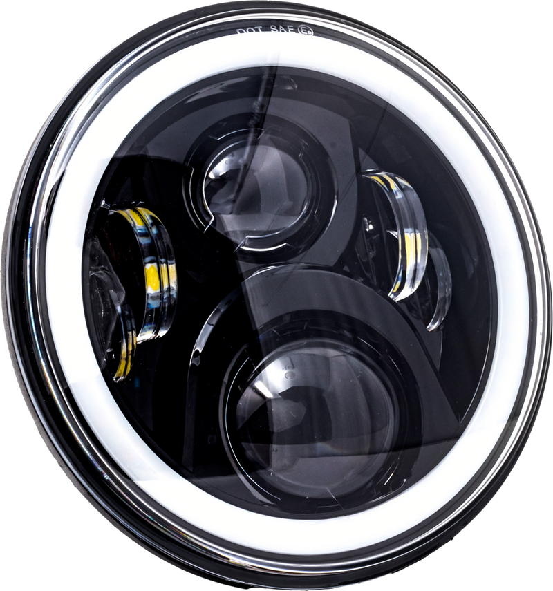 Letric Lighting Co 850-09668 LLC-LHC-7DB 7" LED HEADLIGHT FULL HALO BLK W/ MNT ADAPTER