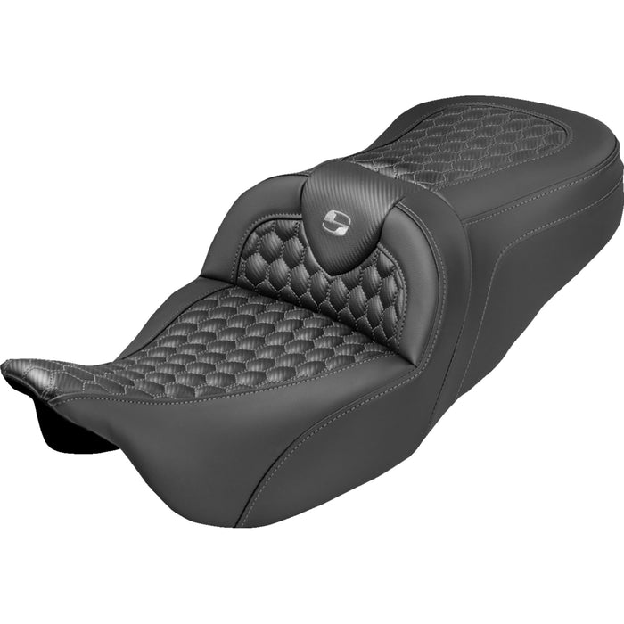 SADDLEMEN 0801-2368 808-07B-19002 Extended Reach RoadSofa™ Seat honeycomb - gray stitch - without backrest - flh/flt '08-'25
