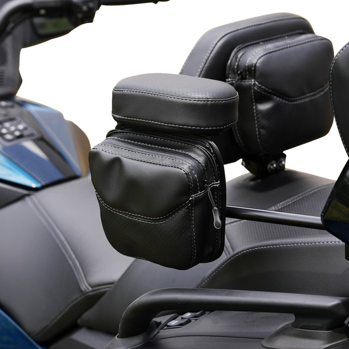 SHOW CHROME 3550-0437 ARC-2RT Platinum Arm Rest Pouch passenger - two-toned black - can-am spyder rt ltd '20-'24